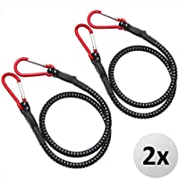 Deuba 2X Correas elásticas Ganchos de Aluminio Seguridad versátil 80 cm diámetro 10 mm Abrazadera Goma con mosquetones